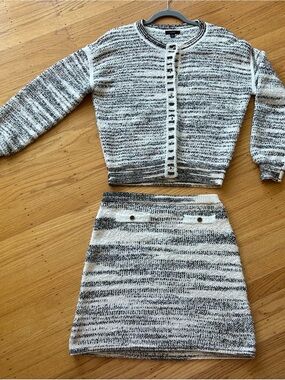 J. Crew Black & White Textured Knit Cardigan